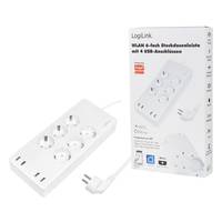 LogiLink Wi-Fi Smart Steckdosenleiste 6-fach (CEE7/3), 4x USB, Tuya kompatibel