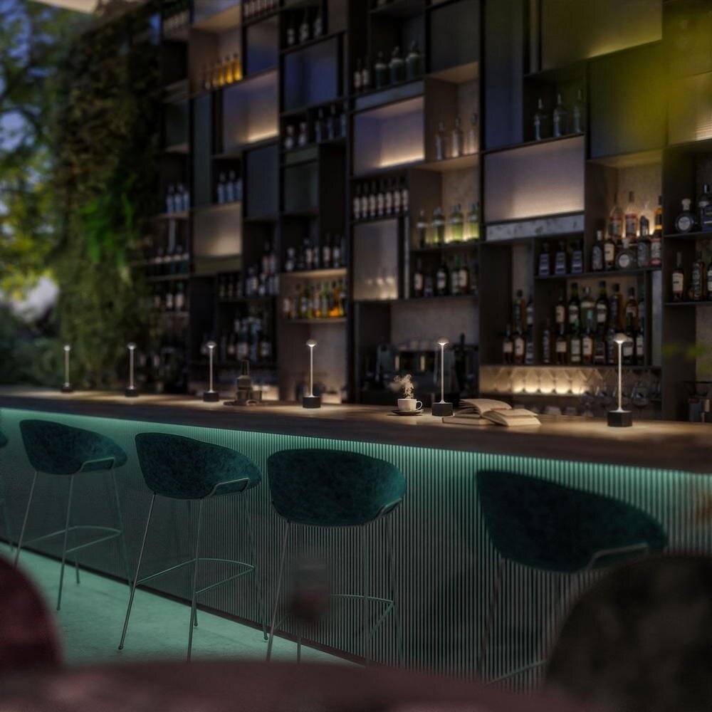 LED Akku Tischleuchte Flora in Schwarz 2,3W 247lm IP54