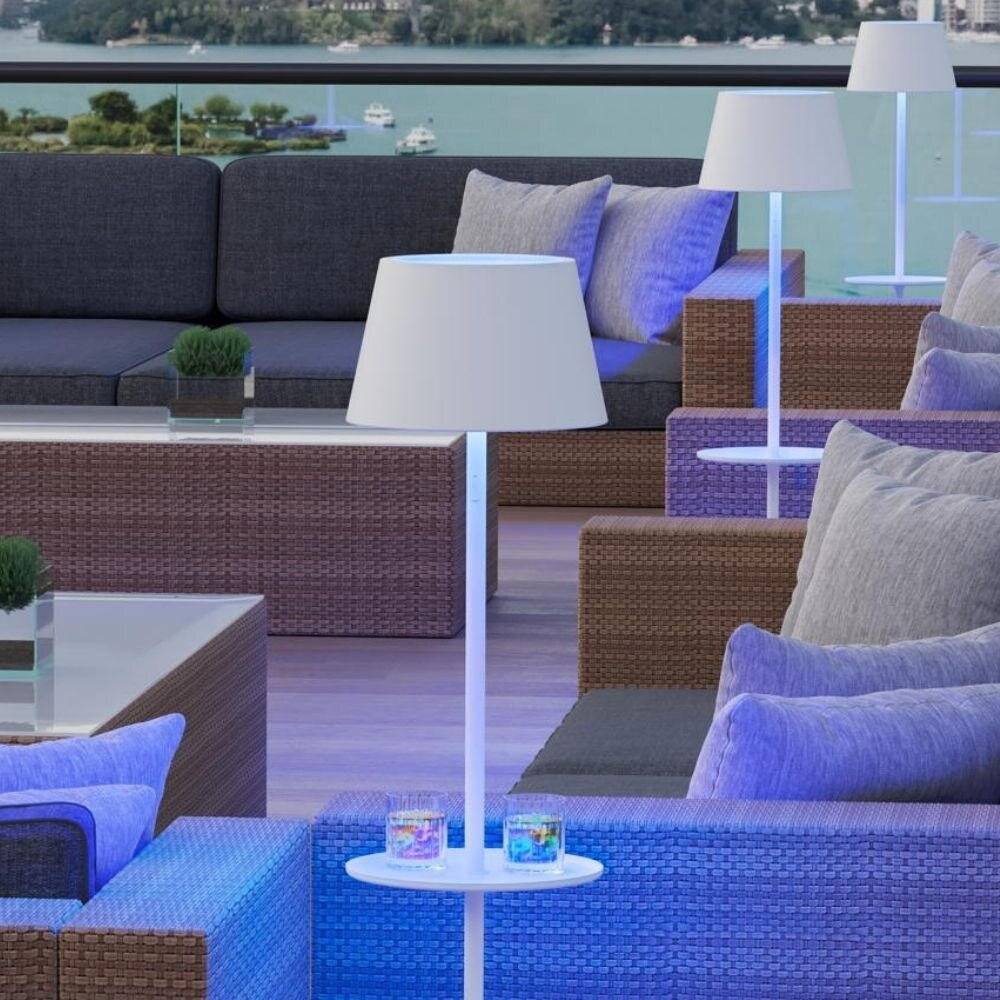 LED Akku Tischleuchte RGBW Garcon in Weiß 2x 5W 1000lm IP65