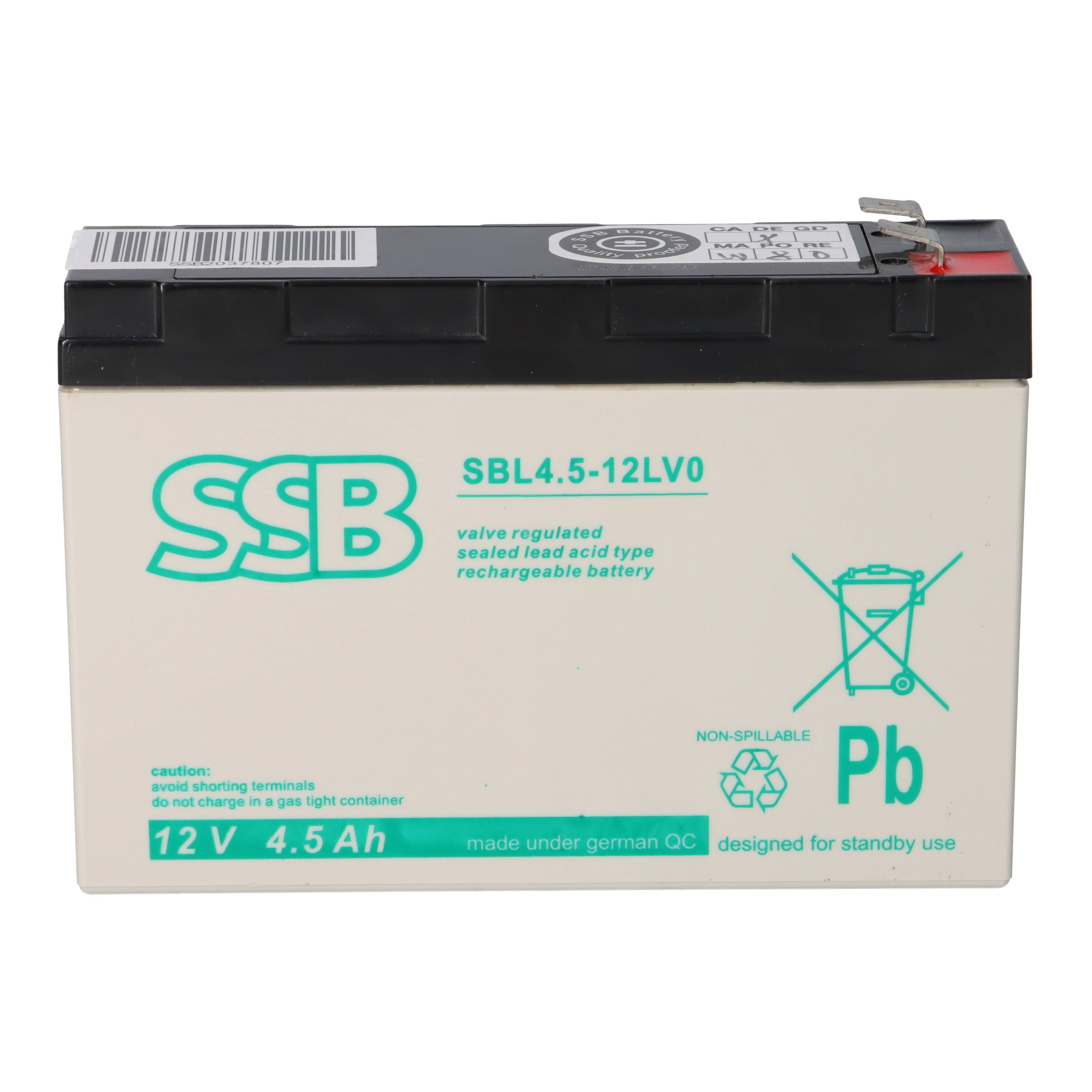 SSB Battery 12V 4,5Ah AGM Akku – passend für Panasonic UP-VW1220P1