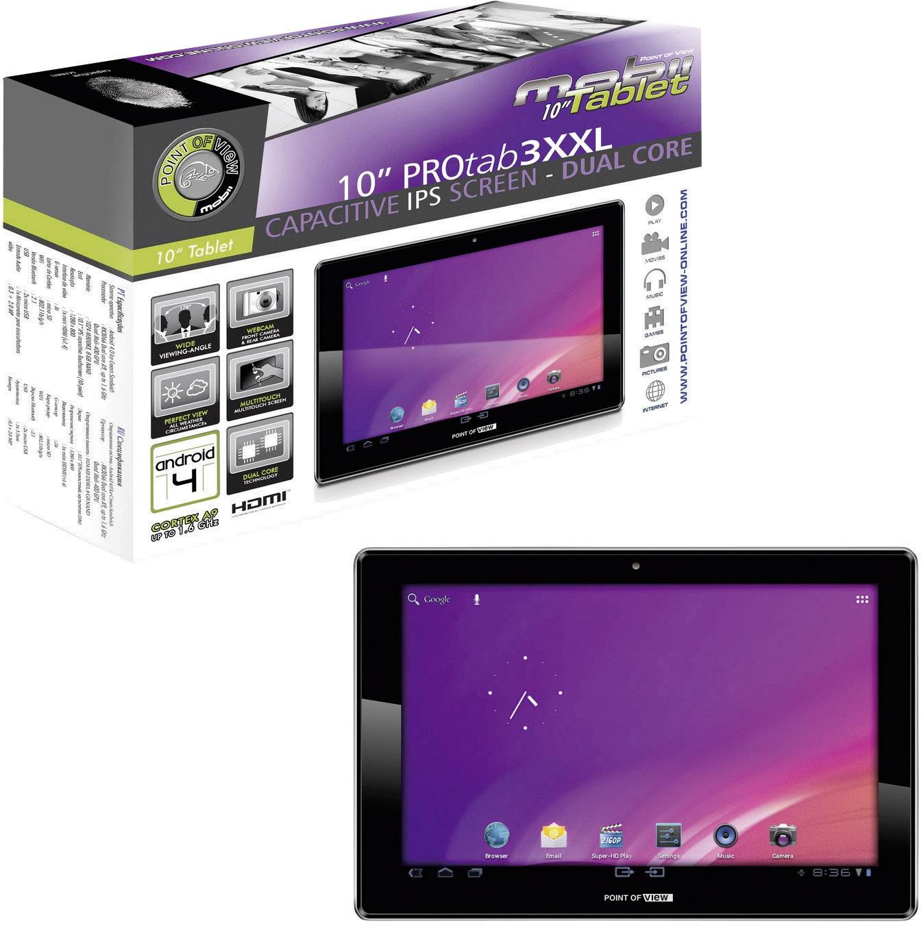 Point of View 8 GB Schwarz Android-Tablet 25.7 cm (10.1 Zoll) 1.5 GHz Android™ 4.1