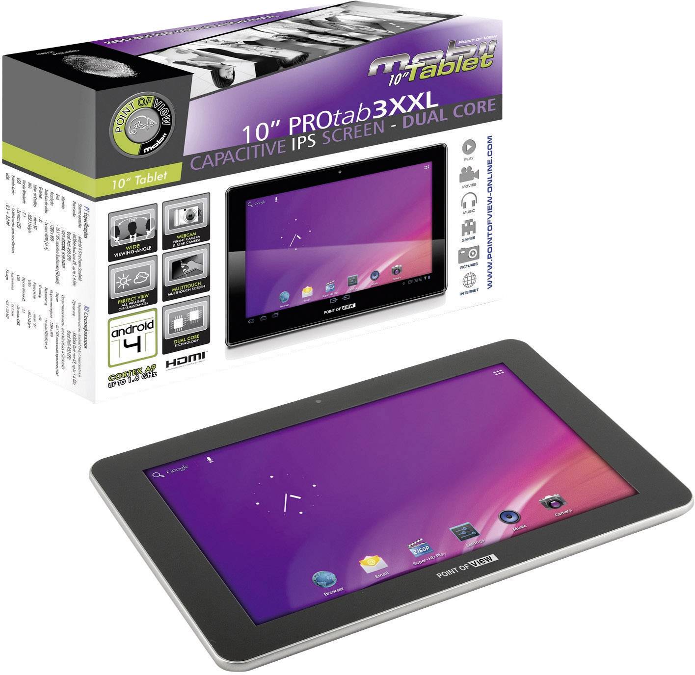 Point of View 8 GB Schwarz Android-Tablet 25.7 cm (10.1 Zoll) 1.5 GHz Android™ 4.1