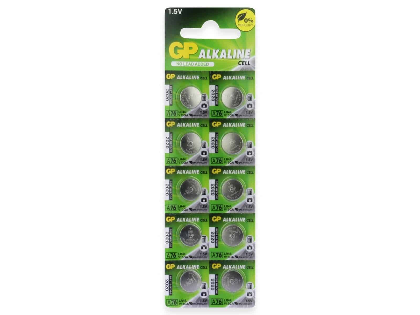 GP Knopfzelle LR 44 1.5 V 10 St. 110 mAh Alkali-Mangan GP76ASTD496C10