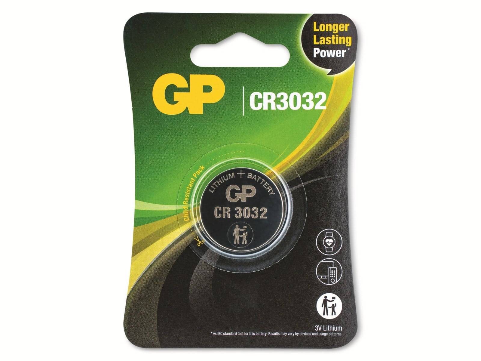 GP Knopfzelle CR 3032 3 V 1 St. 500 mAh Lithium GPCR3032STD265C1