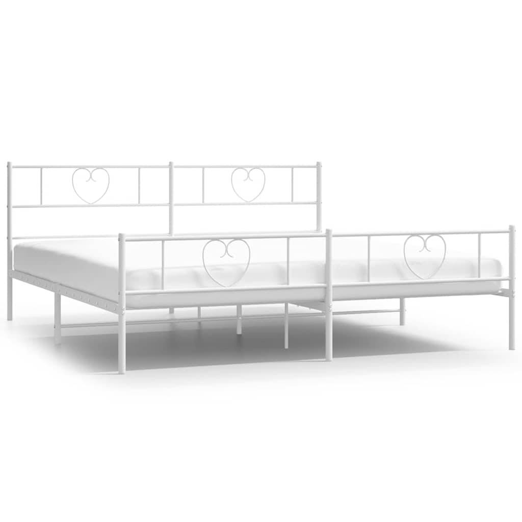 vidaXL Bettgestell mit Kopf- und Fußteil Metall Weiß 183x213 cm