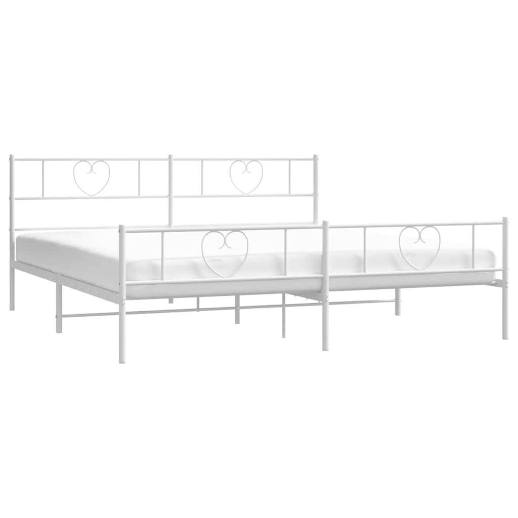 vidaXL Bettgestell mit Kopf- und Fußteil Metall Weiß 183x213 cm