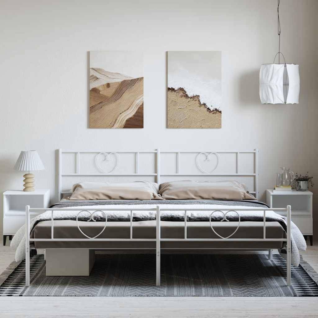 vidaXL Bettgestell mit Kopf- und Fußteil Metall Weiß 183x213 cm