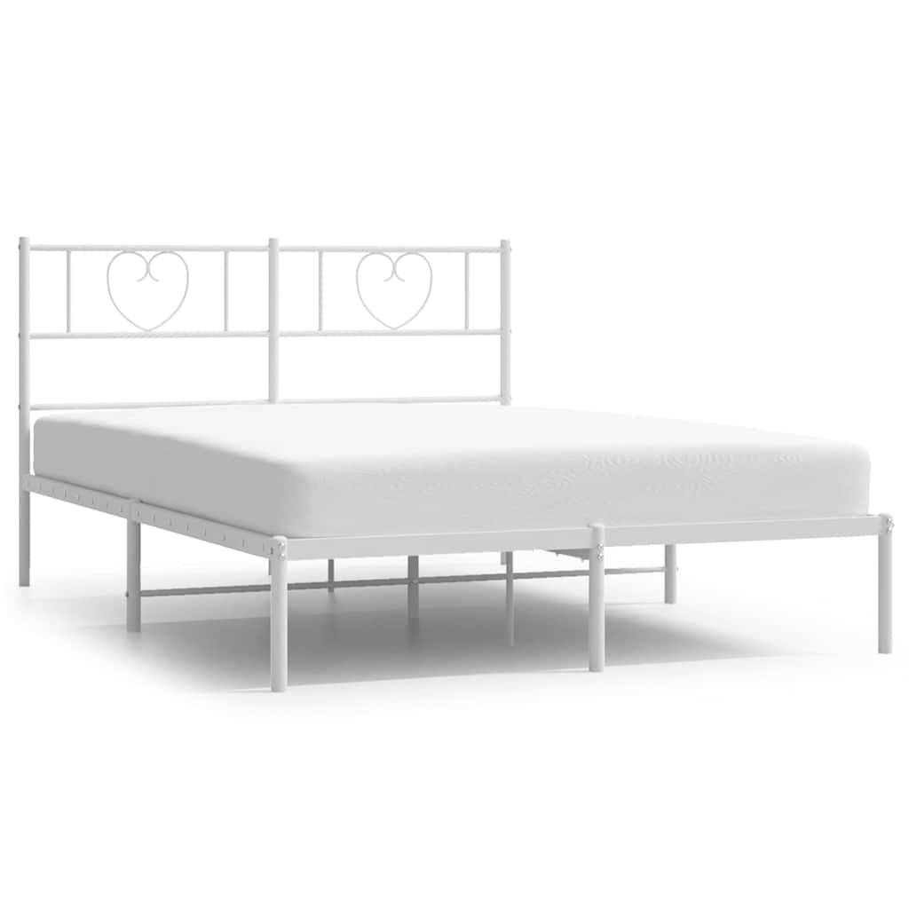 vidaXL Bettgestell mit Kopfteil Metall Weiß 135x190 cm