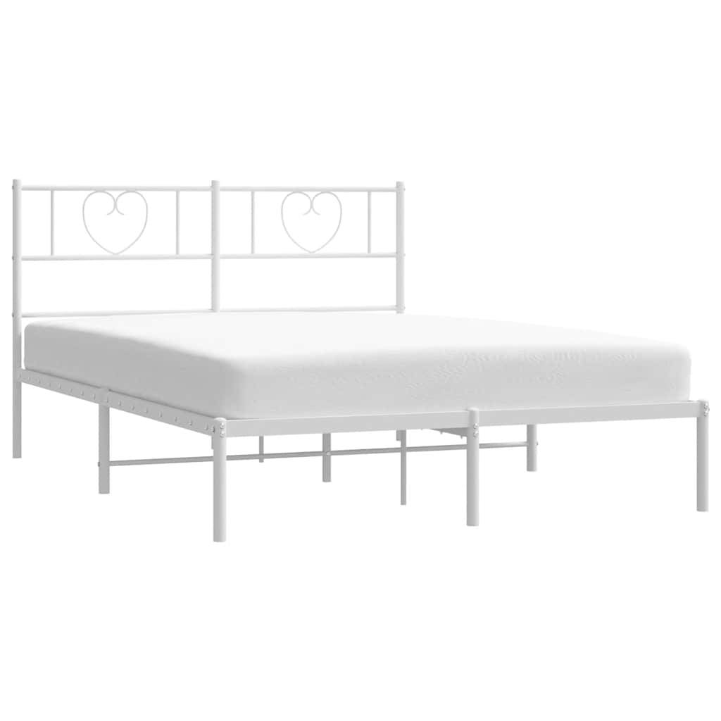 vidaXL Bettgestell mit Kopfteil Metall Weiß 135x190 cm