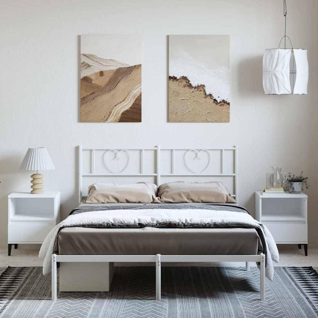 vidaXL Bettgestell mit Kopfteil Metall Weiß 135x190 cm