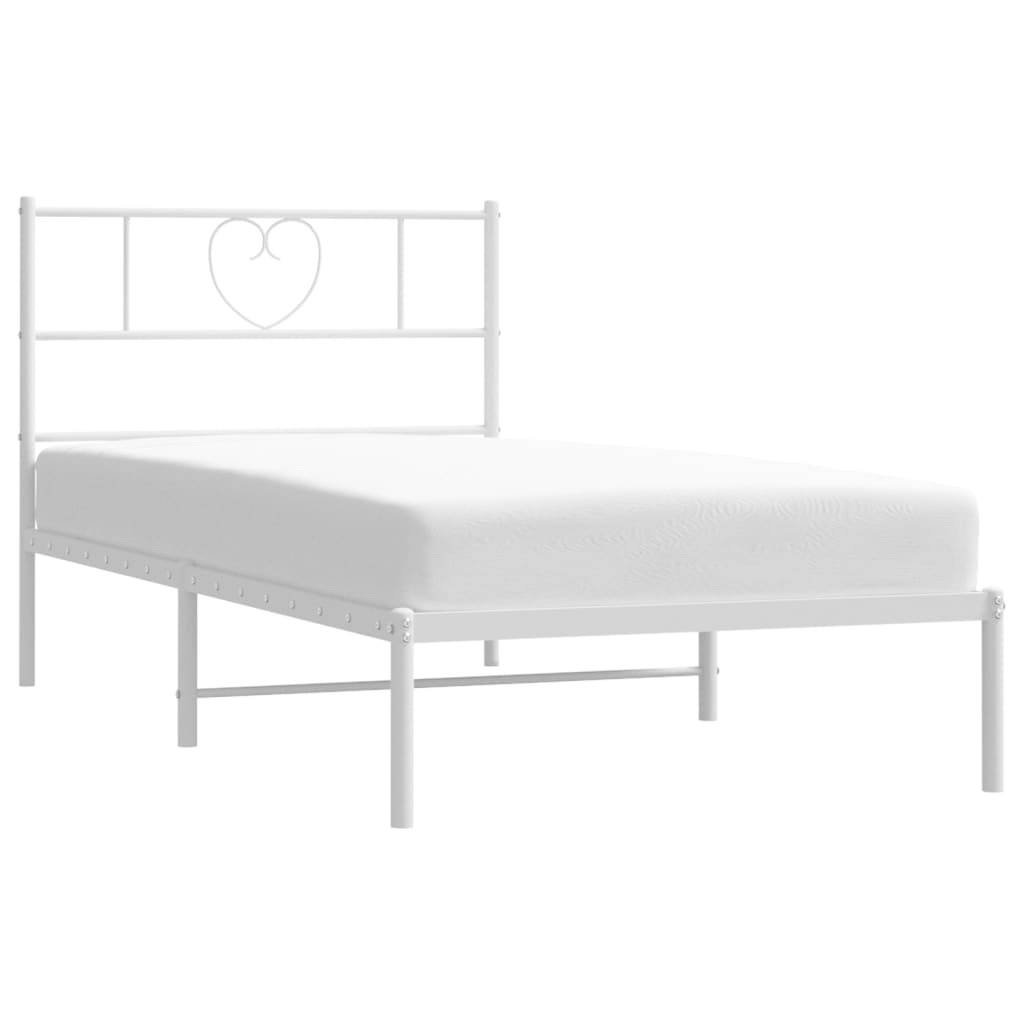 vidaXL Bettgestell mit Kopfteil Metall Weiß 90x200 cm