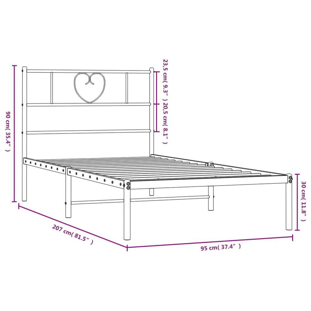 vidaXL Bettgestell mit Kopfteil Metall Weiß 90x200 cm