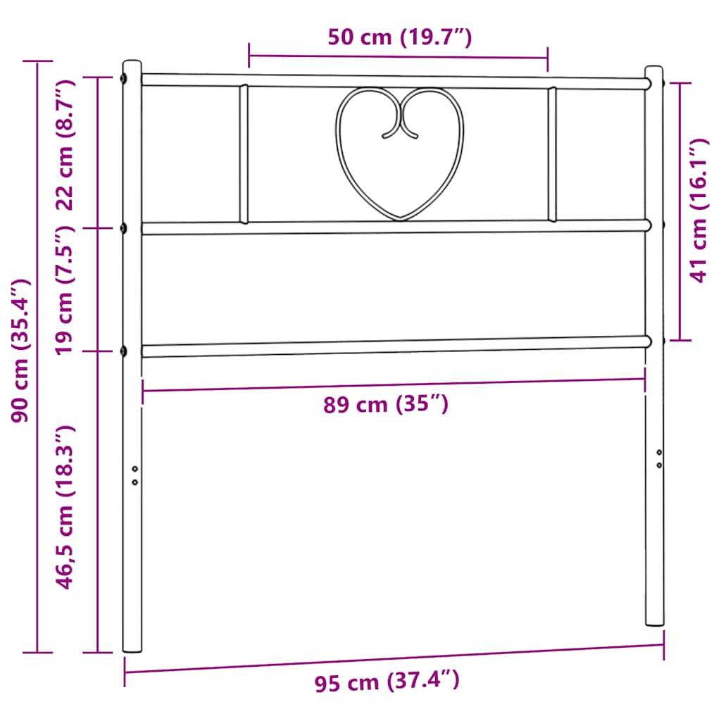 vidaXL Kopfteil Metall Schwarz 90 cm