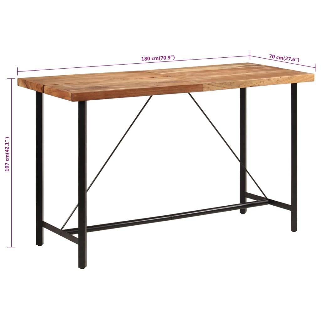 vidaXL Bartisch 180x70x107 cm Massivholz Akazie und Eisen