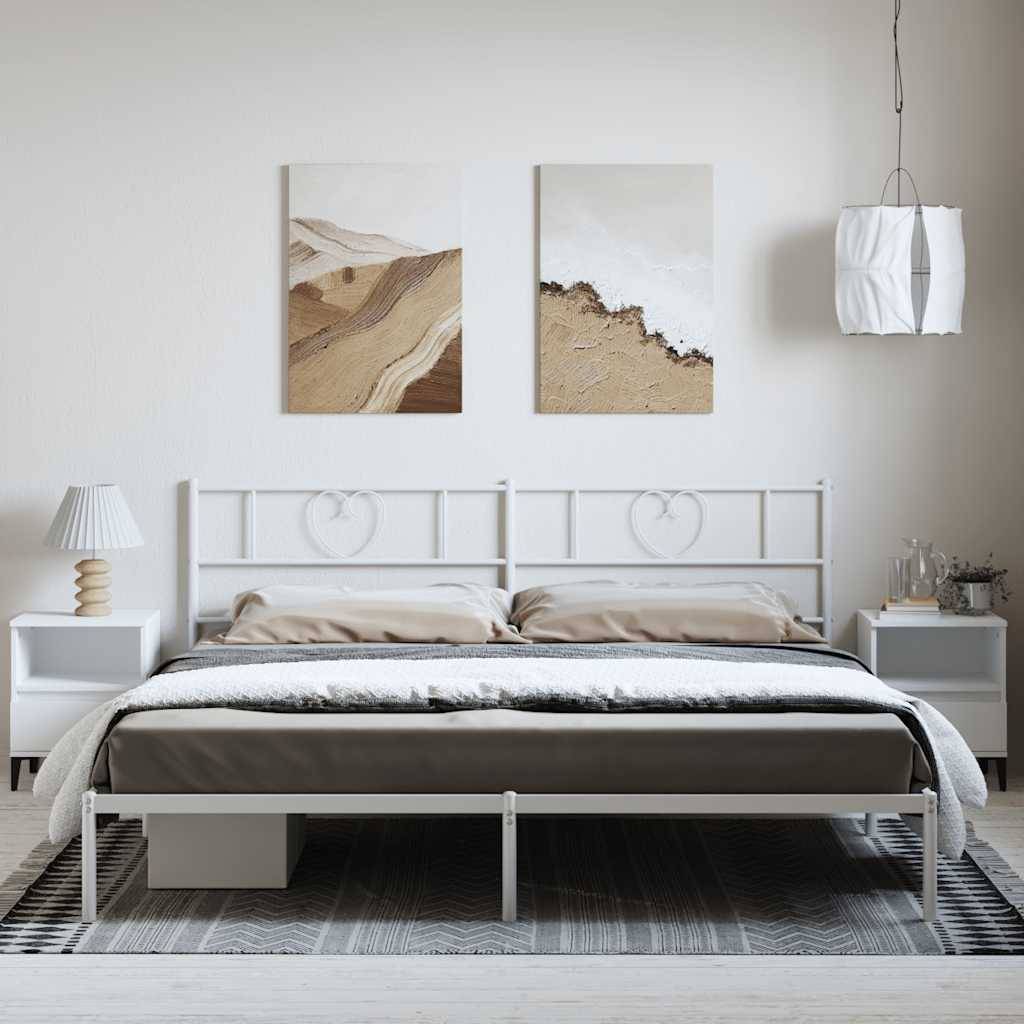 vidaXL Bettgestell mit Kopfteil Metall Weiß 193x203 cm