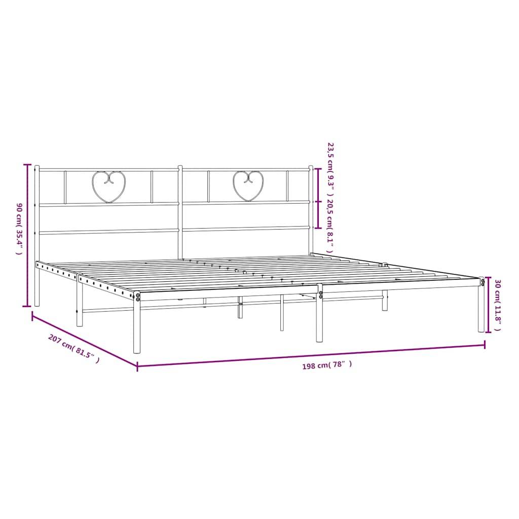 vidaXL Bettgestell mit Kopfteil Metall Weiß 193x203 cm