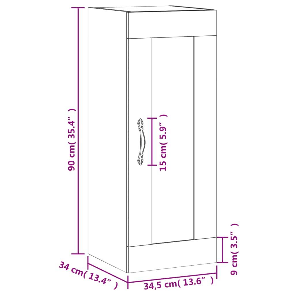 vidaXL Wandschrank Weiß 34,5x34x90 cm Holzwerkstoff