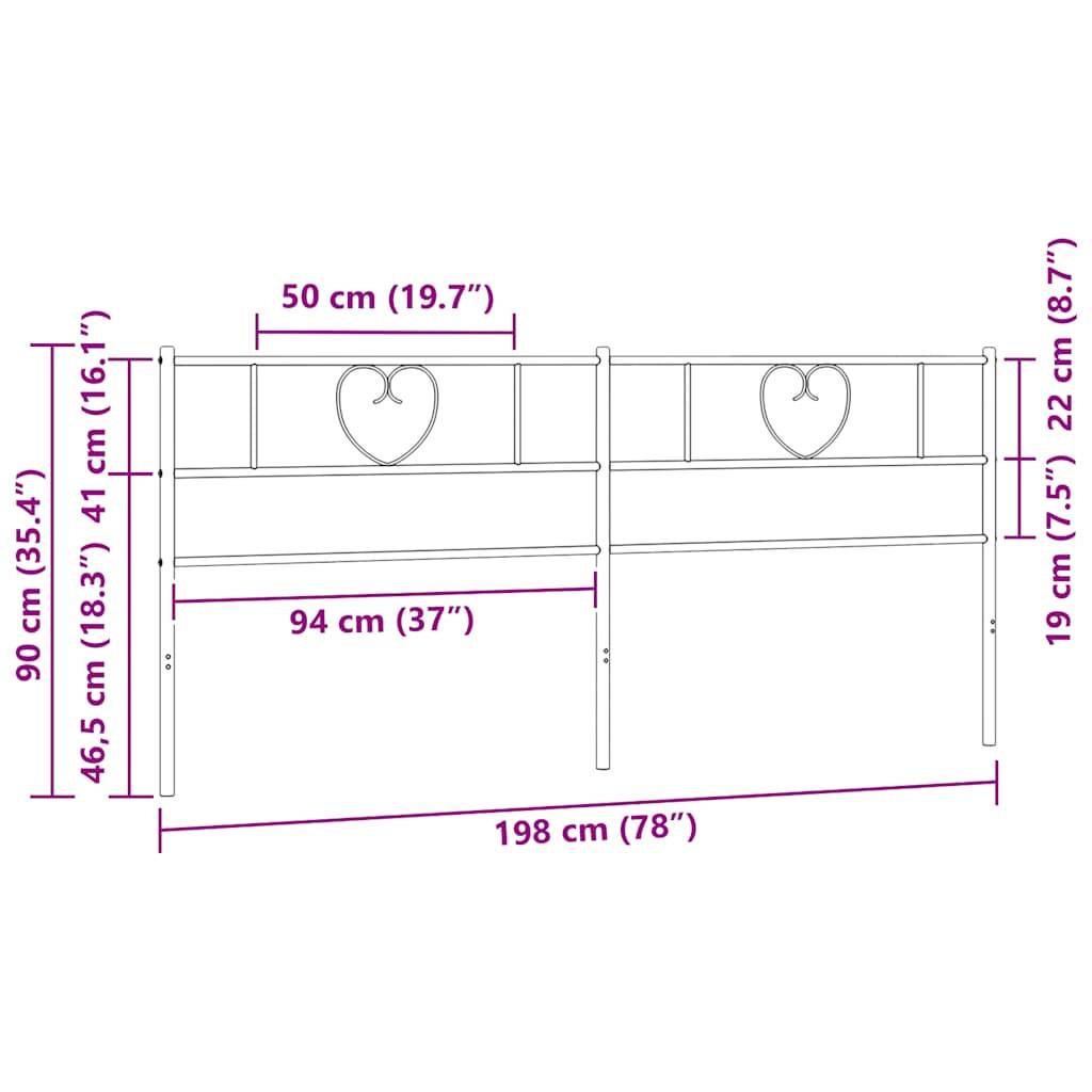 vidaXL Kopfteil Metall Weiß 193 cm
