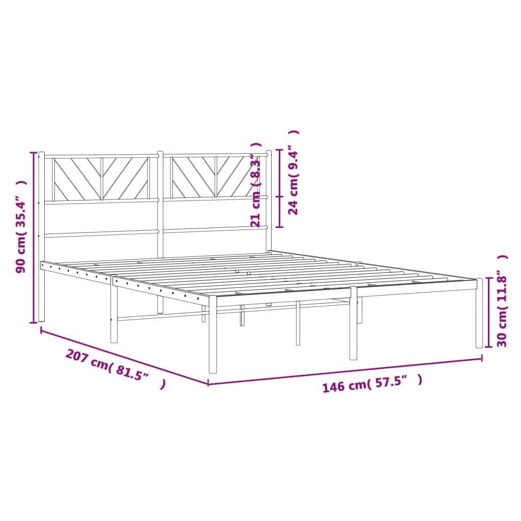 vidaXL Bettgestell mit Kopfteil Metall Weiß 140x200 cm