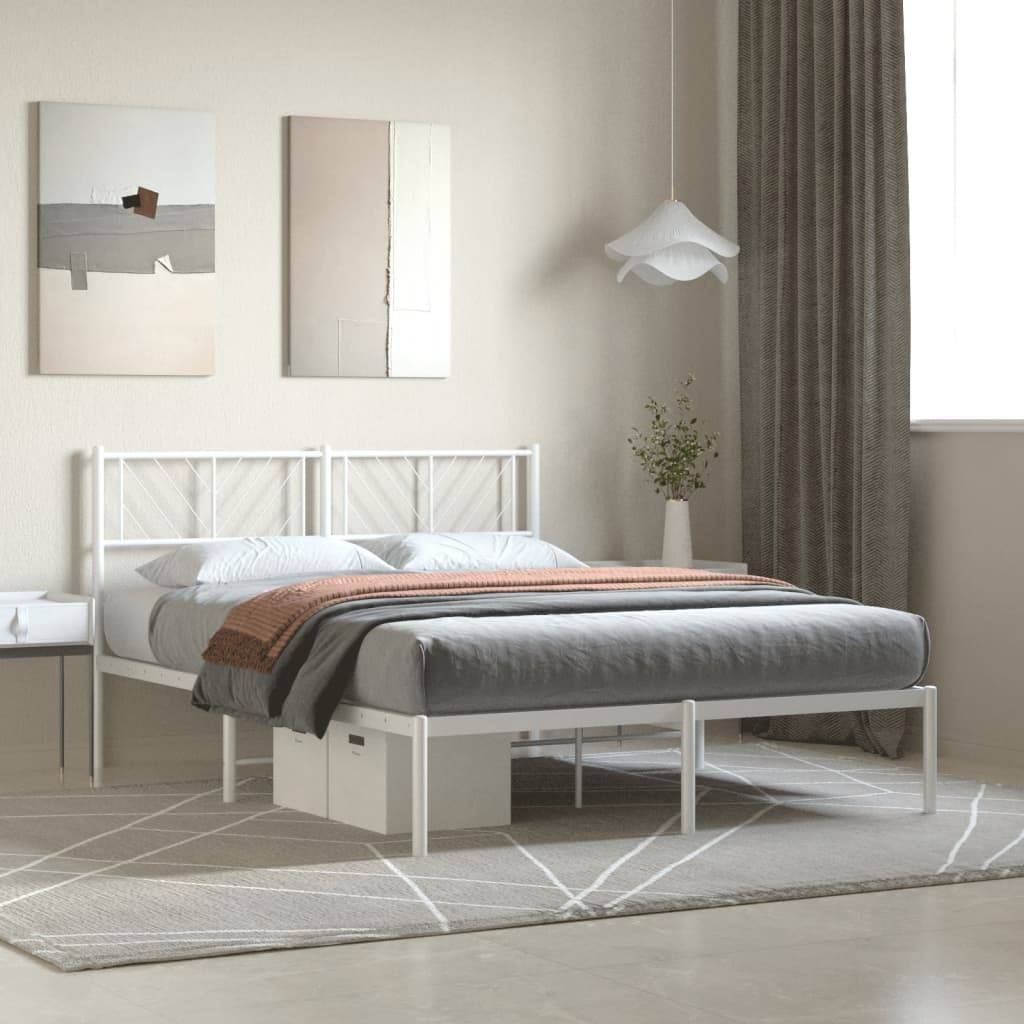 vidaXL Bettgestell mit Kopfteil Metall Weiß 120x200 cm