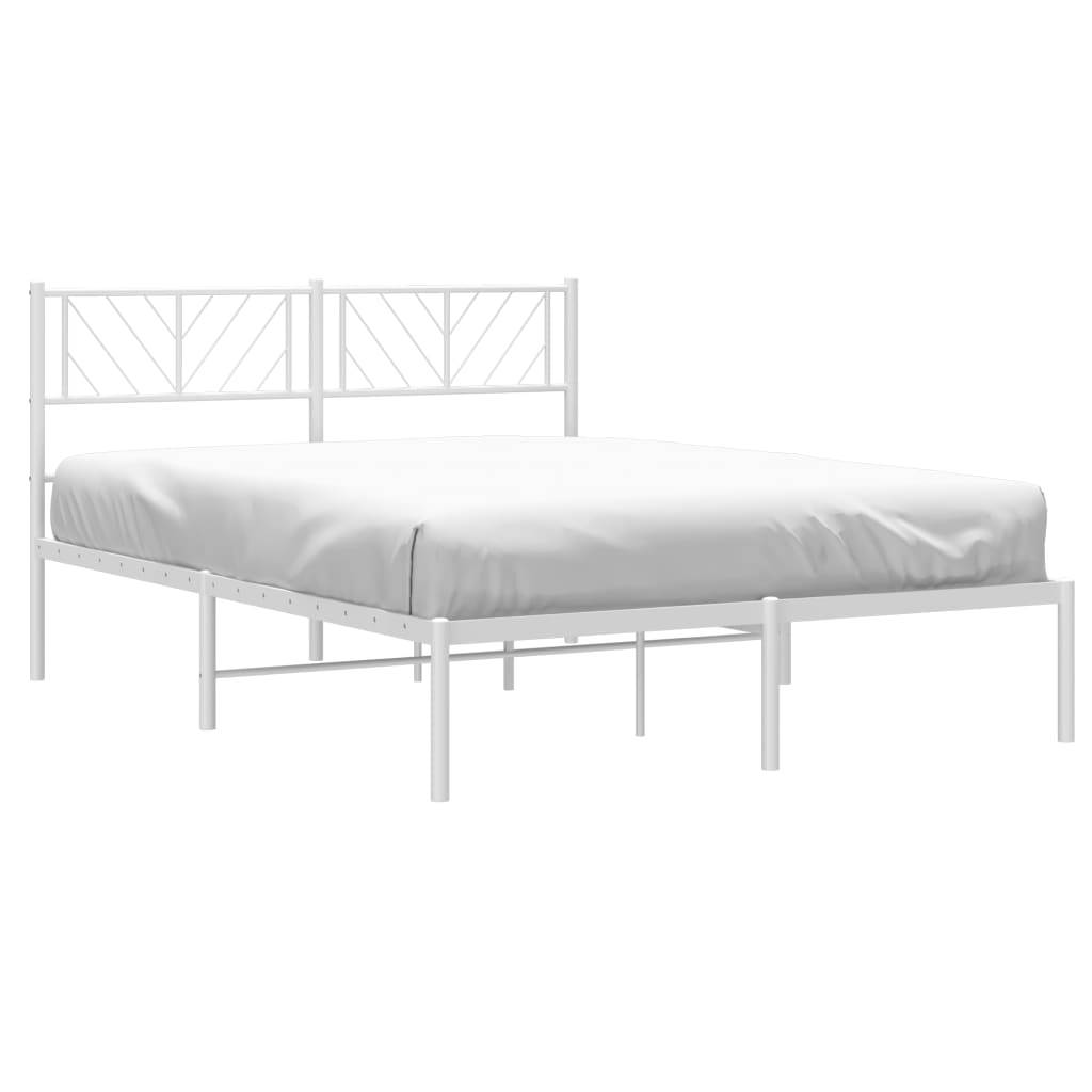 vidaXL Bettgestell mit Kopfteil Metall Weiß 120x200 cm