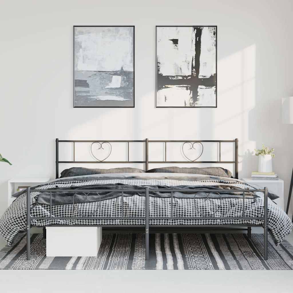 vidaXL Bettgestell mit Kopf- und Fußteil Metall Schwarz 193x203 cm