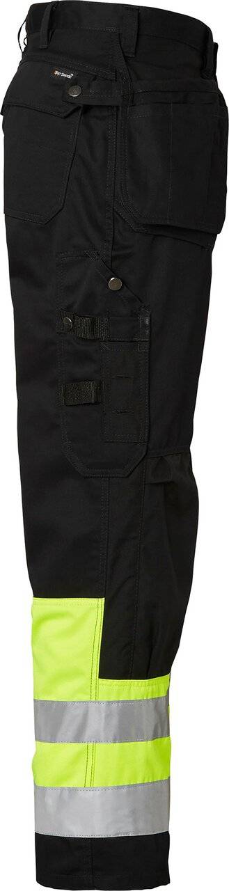 2171 Lange Handwerker Hose, Unisex, schwarz/Fluoreszierendes gelb, 54