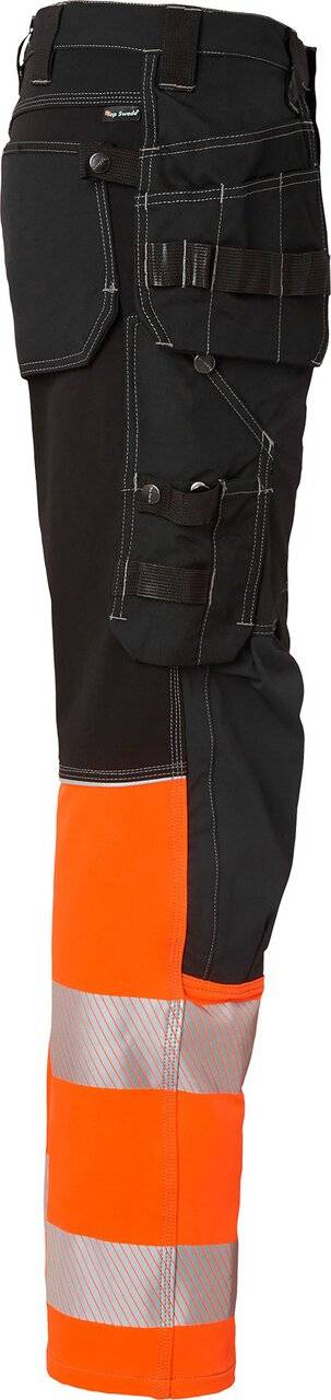 312 Lange Handwerker Hose, Unisex, schwarz/Fluoreszierendes orange, 50