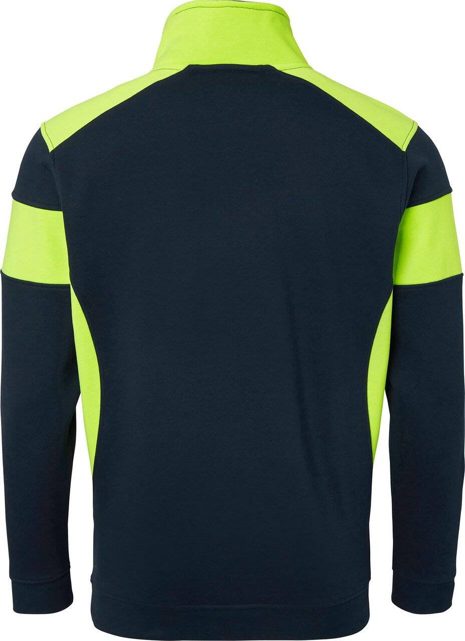 222 Half-Zip Sweatshirt, Unisex, navy blau/Fluoreszierendes gelb, S