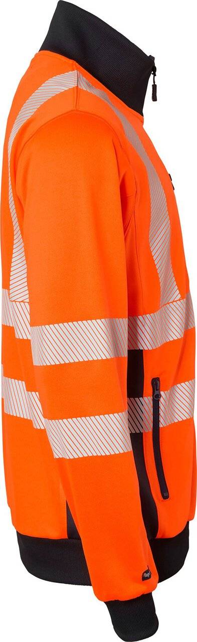 1529 Full-Zip Sweatshirt, Unisex, Fluoreszierendes orange/navy blau, S