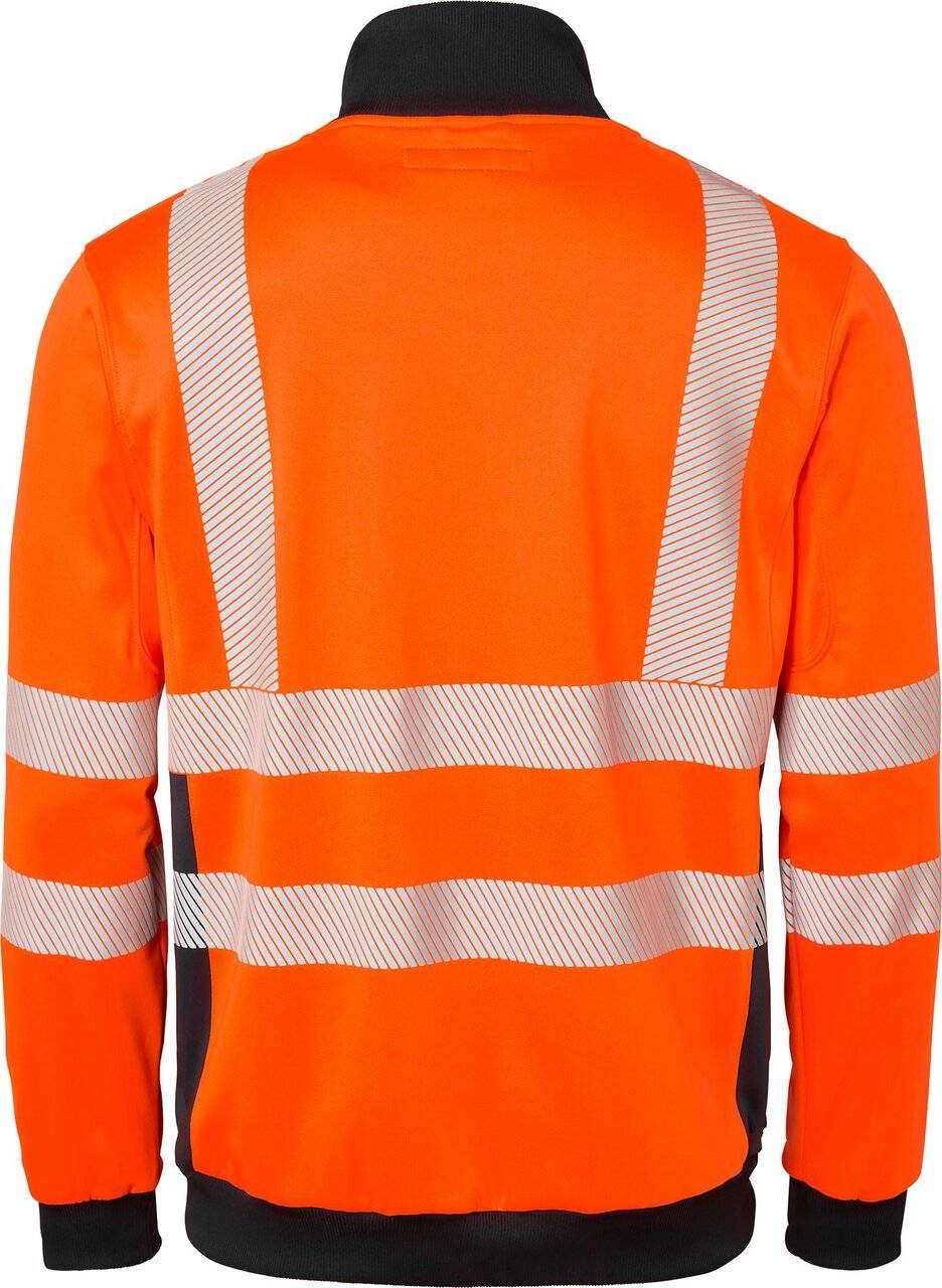 1529 Full-Zip Sweatshirt, Unisex, Fluoreszierendes orange/navy blau, S