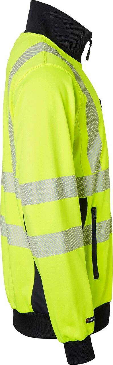 1529 Full-Zip Sweatshirt, Unisex, Fluoreszierendes gelb/navy blau, XL