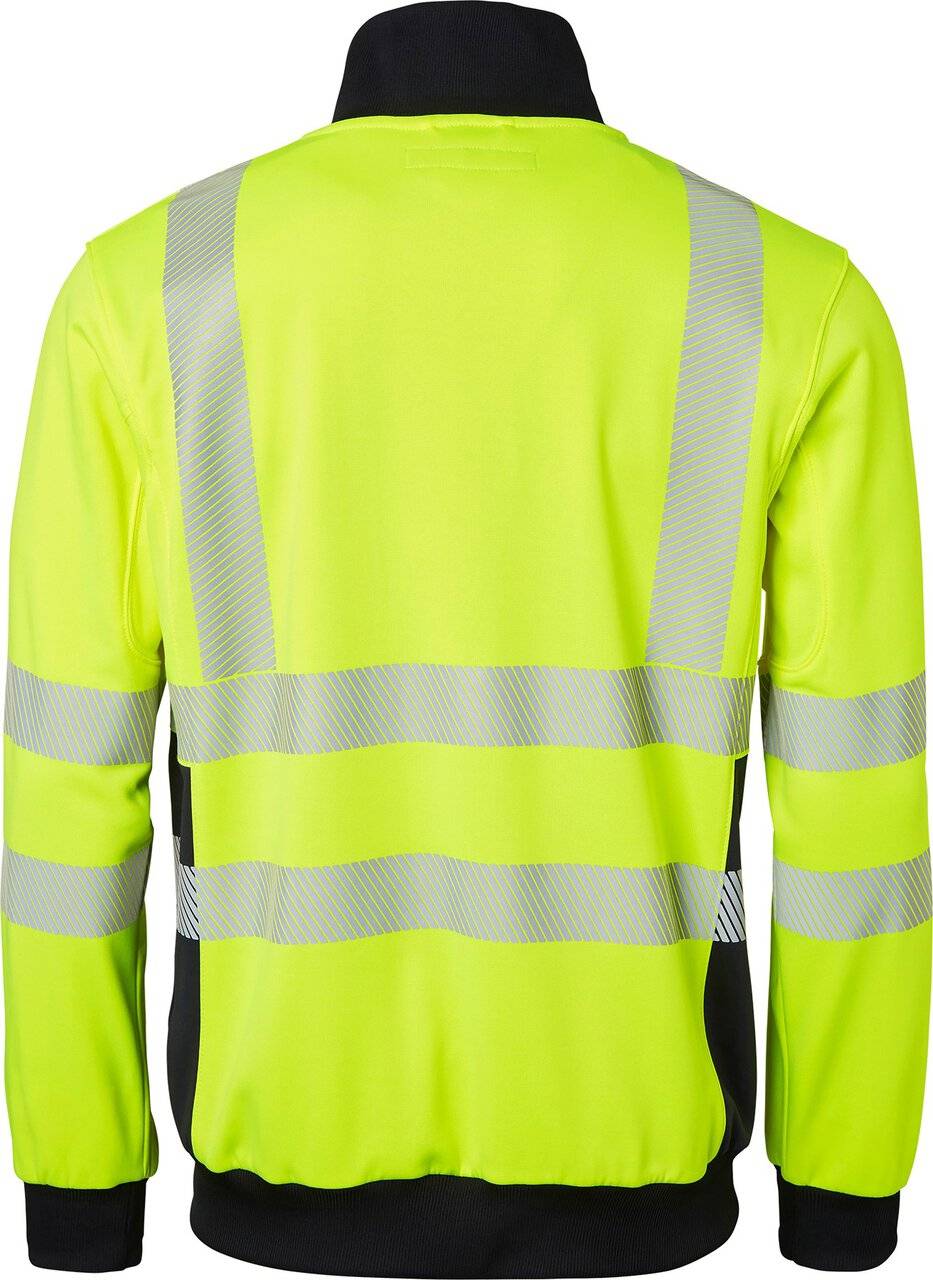 1529 Full-Zip Sweatshirt, Unisex, Fluoreszierendes gelb/navy blau, XL