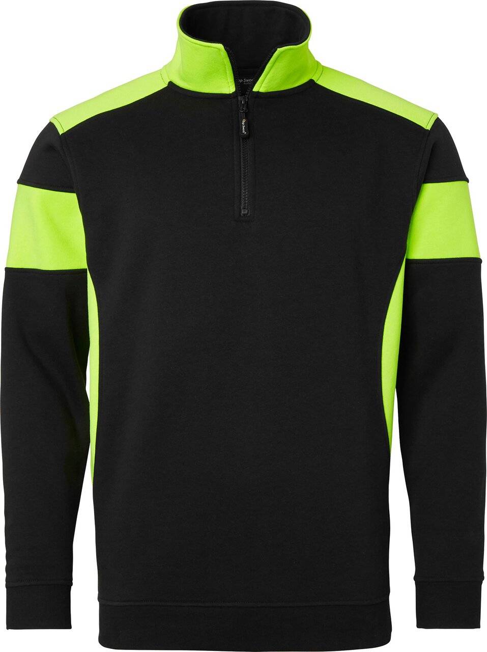 222 Half-Zip Sweatshirt, Unisex, schwarz/Fluoreszierendes gelb, M