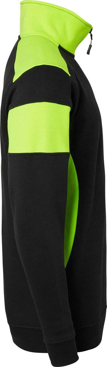 222 Half-Zip Sweatshirt, Unisex, schwarz/Fluoreszierendes gelb, M