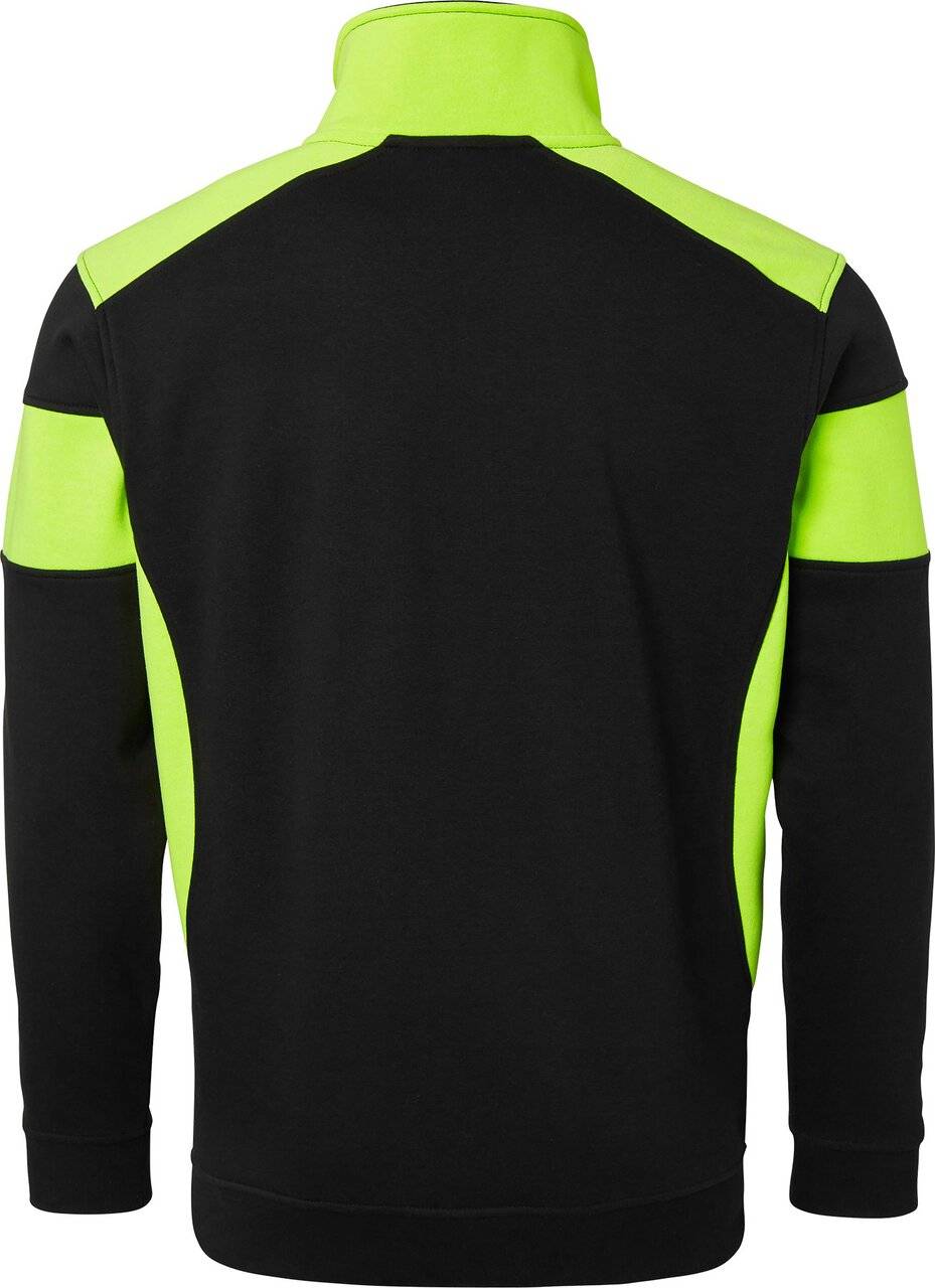 222 Half-Zip Sweatshirt, Unisex, schwarz/Fluoreszierendes gelb, M