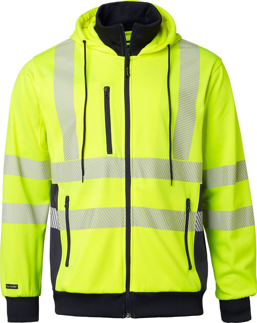 1729 Full-Zip Sweatshirt, Unisex, Fluoreszierendes gelb/navy blau, XS