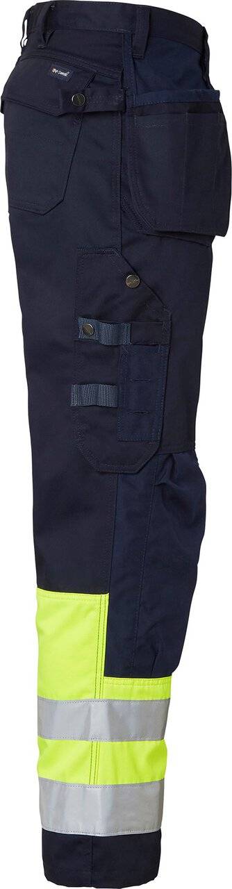 2171 Lange Handwerker Hose, Unisex, navy blau/Fluoreszierendes gelb, 25