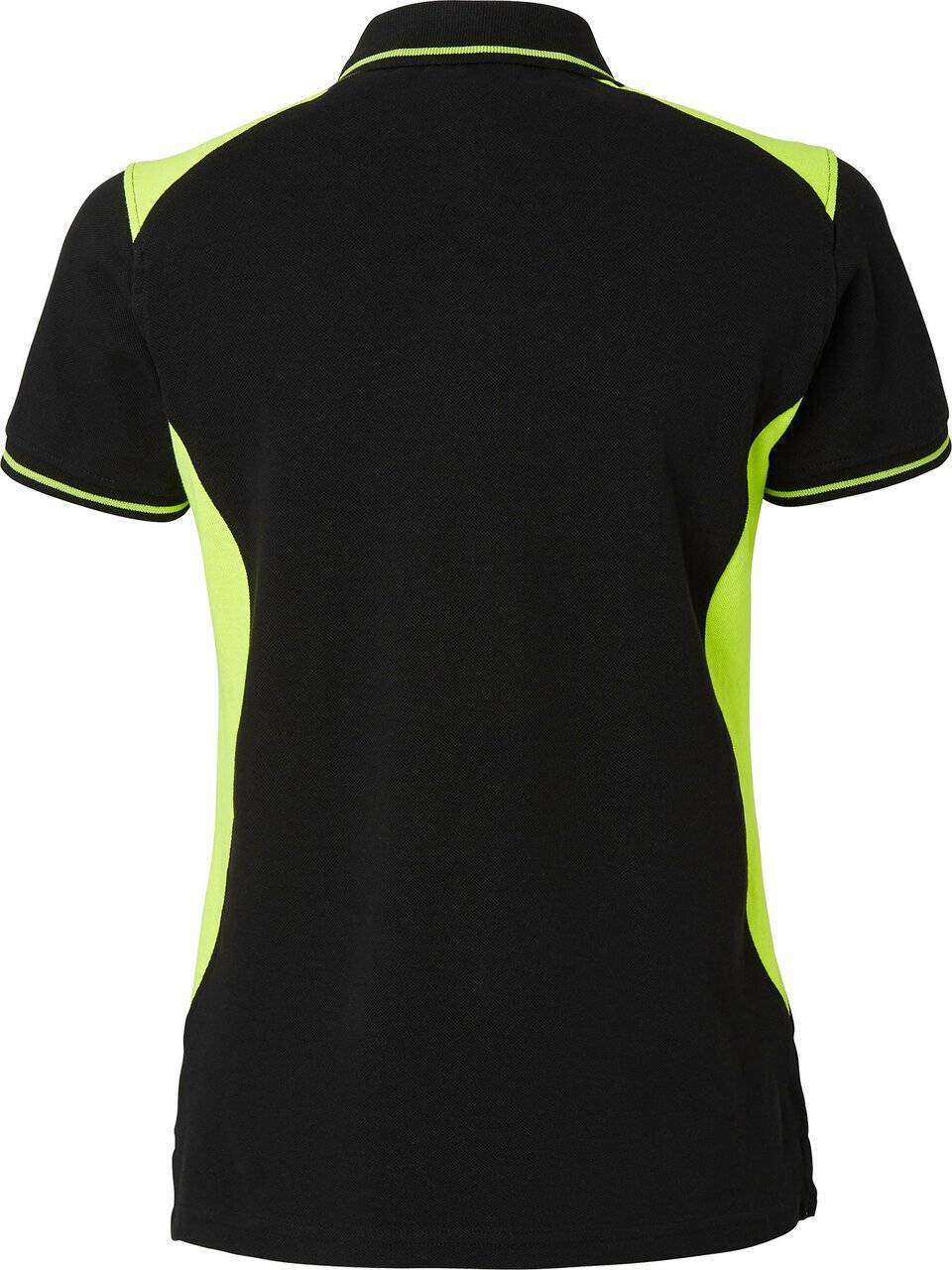 214 Poloshirt, Damen, schwarz/Fluoreszierendes gelb, XXL