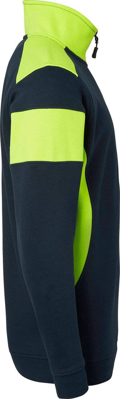 222 Half-Zip Sweatshirt, Unisex, navy blau/Fluoreszierendes gelb, L