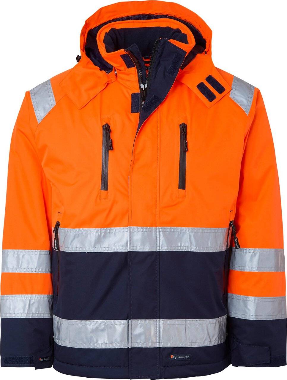 122 Winterjacke, Unisex, Fluoreszierendes orange/navy blau, 3XL