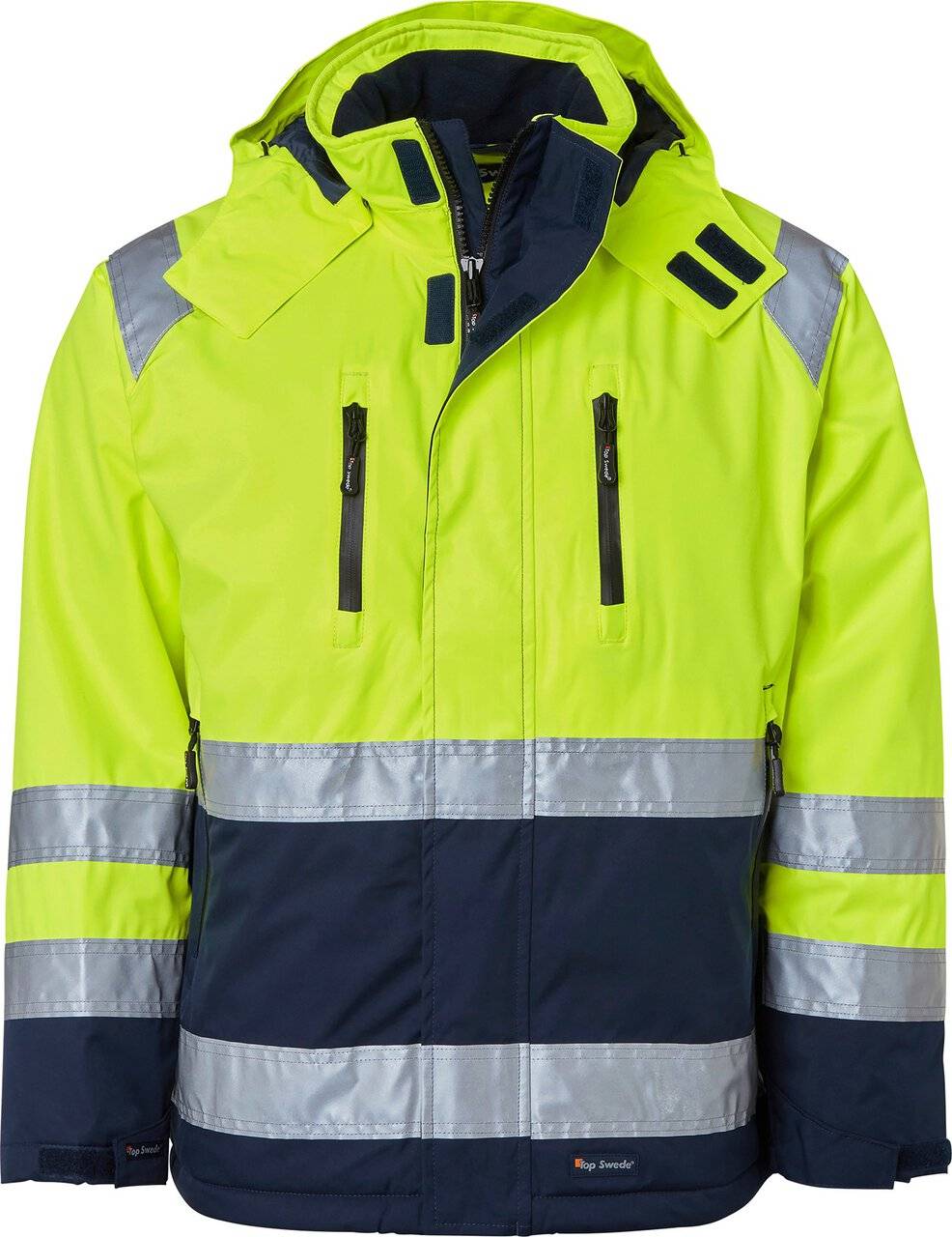 122 Winterjacke, Unisex, Fluoreszierendes gelb/navy blau, XL