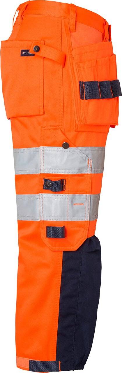 218 3/4 Handwerker Hose, Unisex, Fluoreszierendes orange/navy blau, 46