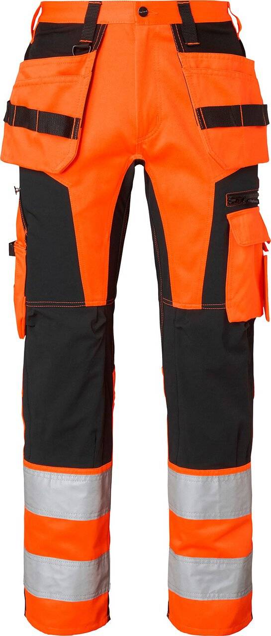 236 Lange Handwerker Hose, Unisex, Fluoreszierendes orange/schwarz, 62