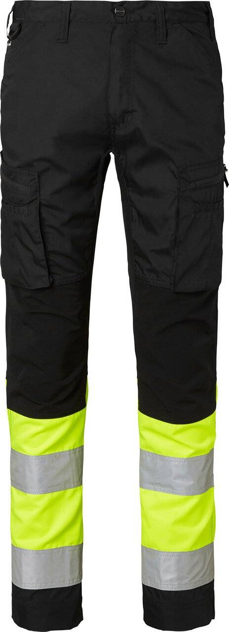 220 Arbeitshose, Unisex, schwarz/Fluoreszierendes gelb, 56