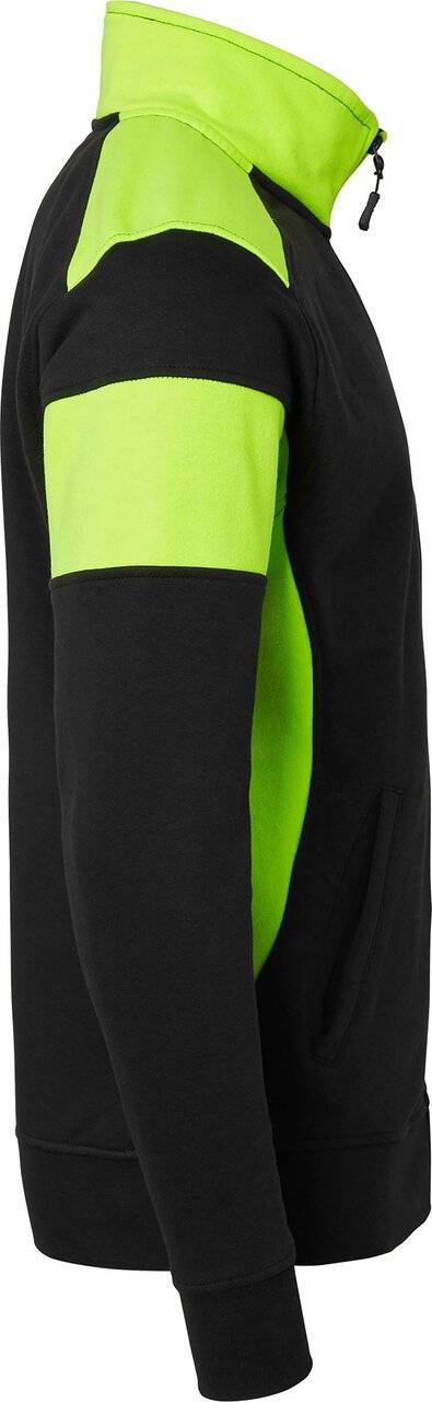 223 Full-Zip Sweatshirt, Unisex, schwarz/Fluoreszierendes gelb, XL