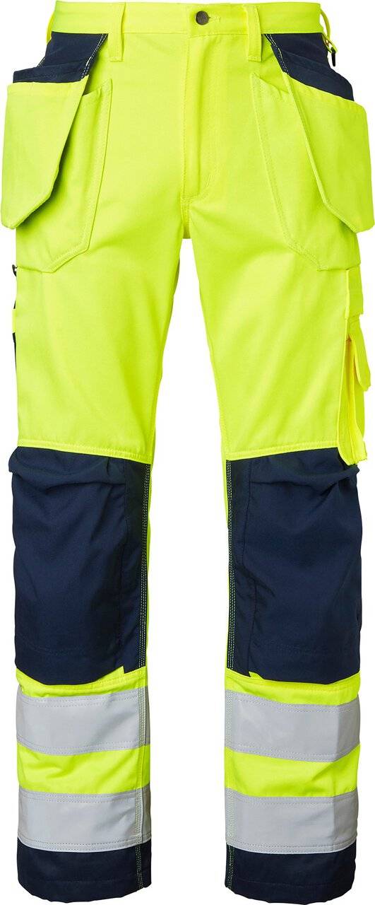 2516 Lange Handwerker Hose, Unisex, Fluoreszierendes gelb/navy blau, 50