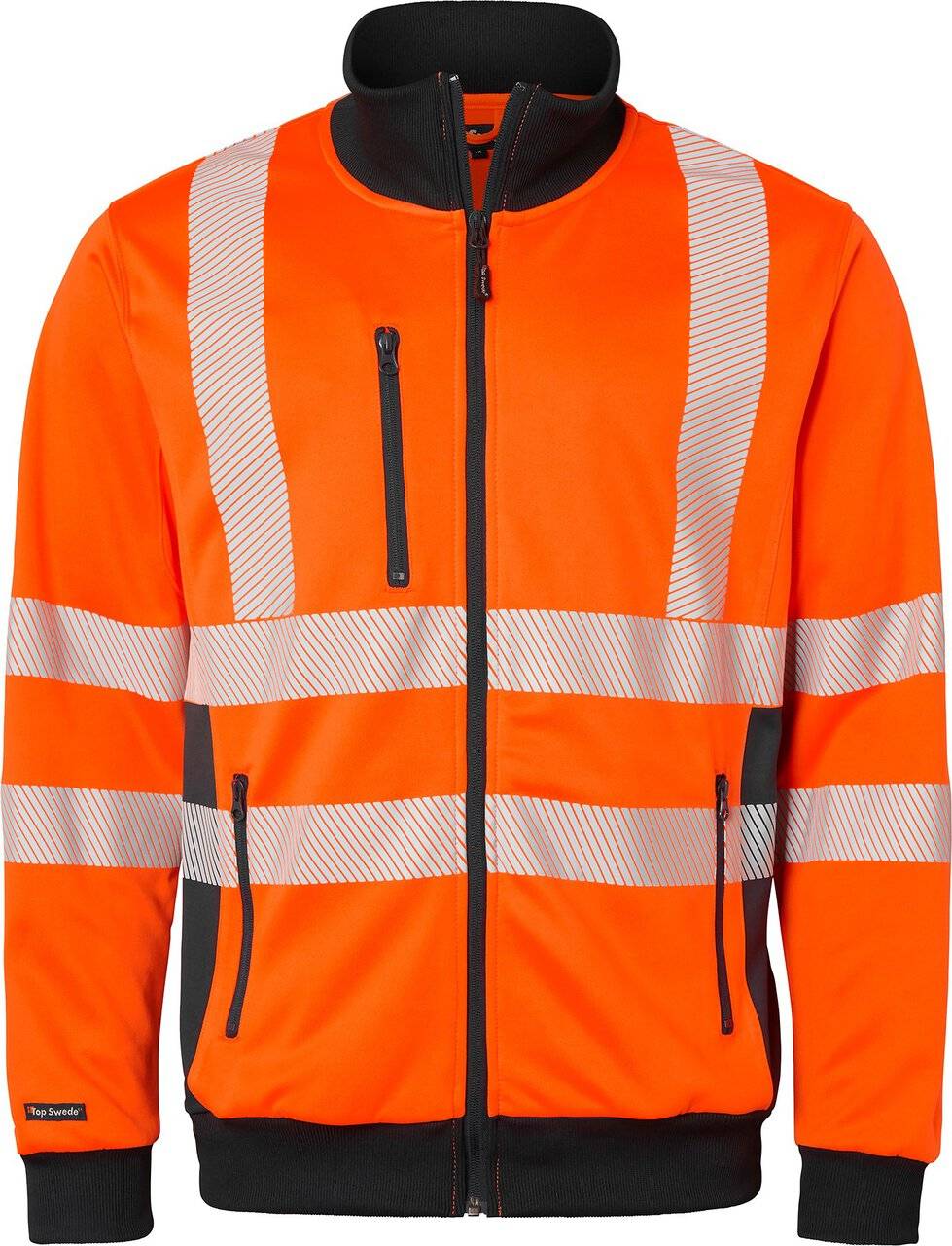 1529 Full-Zip Sweatshirt, Unisex, Fluoreszierendes orange/navy blau, XL
