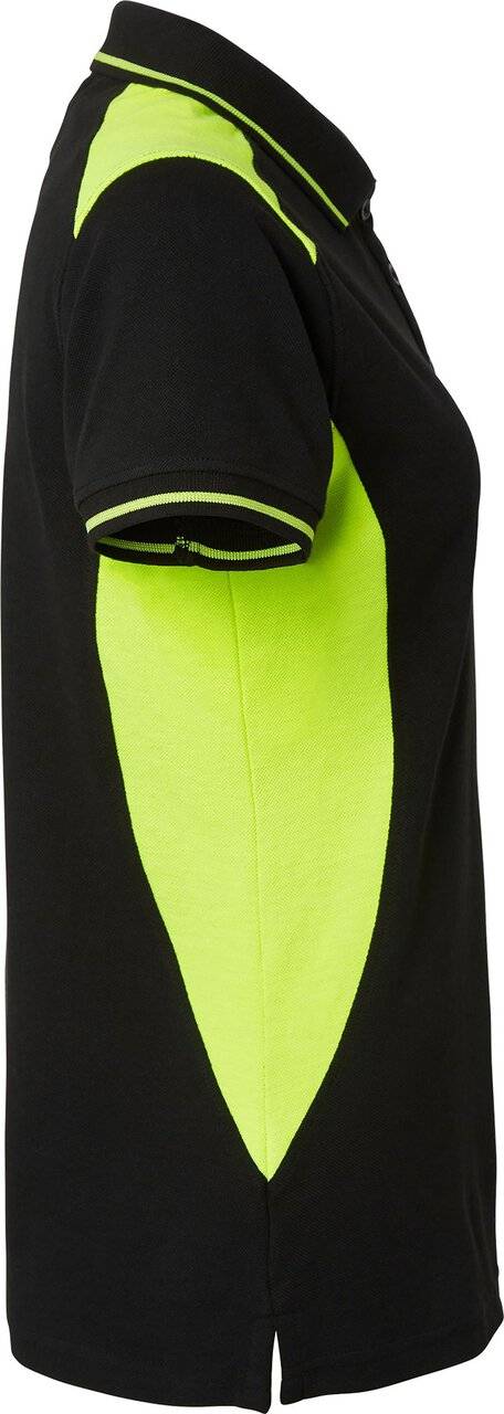 214 Poloshirt, Damen, schwarz/Fluoreszierendes gelb, XS