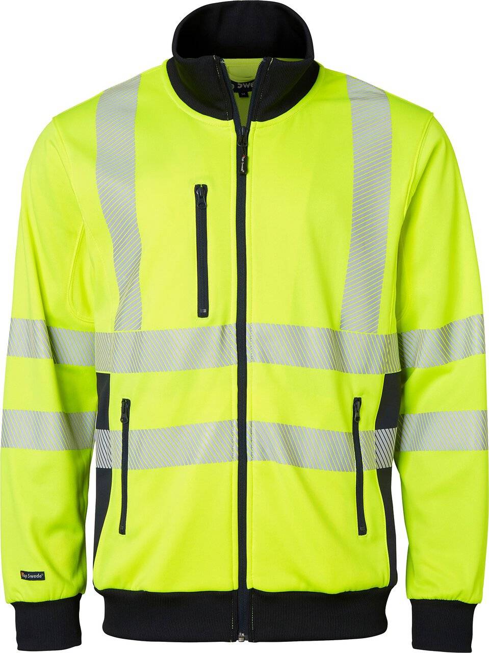 1529 Full-Zip Sweatshirt, Unisex, Fluoreszierendes gelb/navy blau, XS